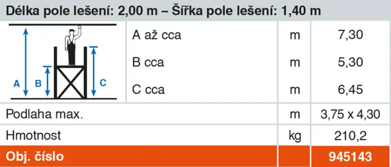 lešení pojízdné „PROTEC XXL“ hliníkové, široké provedení, pracovní výška 7.3m