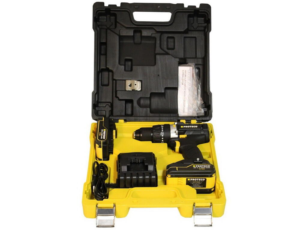 PROTECO PROTECO 51.10-AV-20-03 vrtačka s příklepem akumulátorová 2-13mm 20V, 2 akumulátory