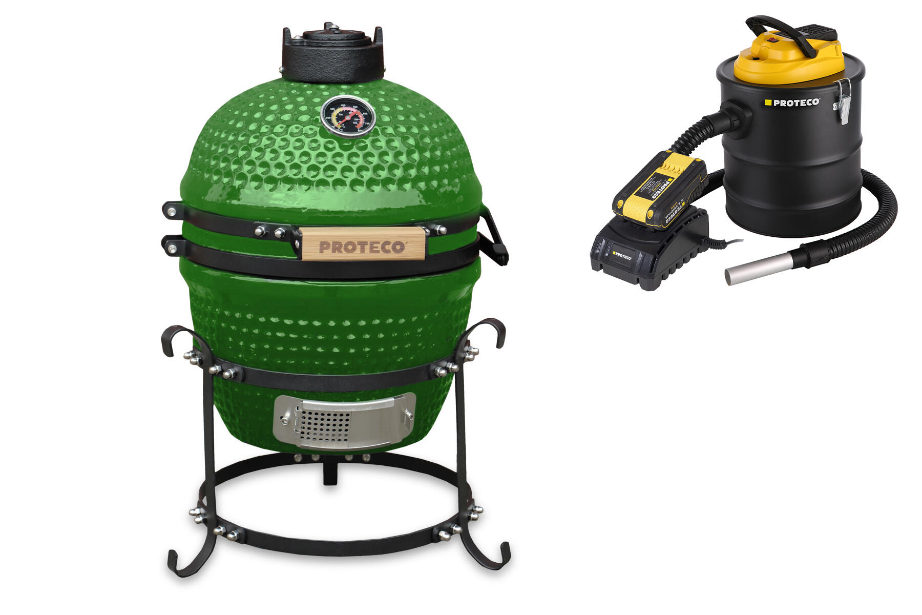PROTECO 62.22-GK-32-SADA gril keramický 32 cm ZELENÝ + aku vysavač + aku + nabíječka