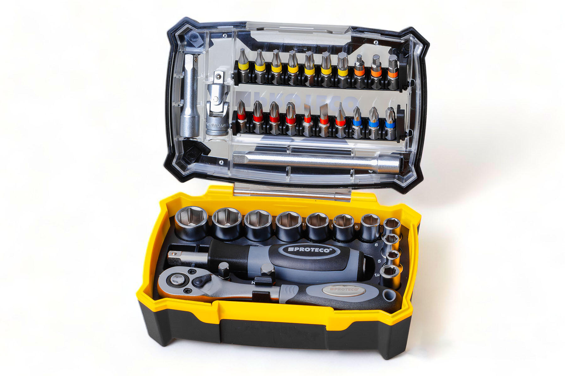 PROTECO SN-B06 sada bitů a hlavic 1/4 38 dílů s ráčnou